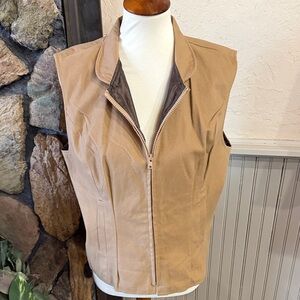Stylish Tan Zip-Up Women's Vest